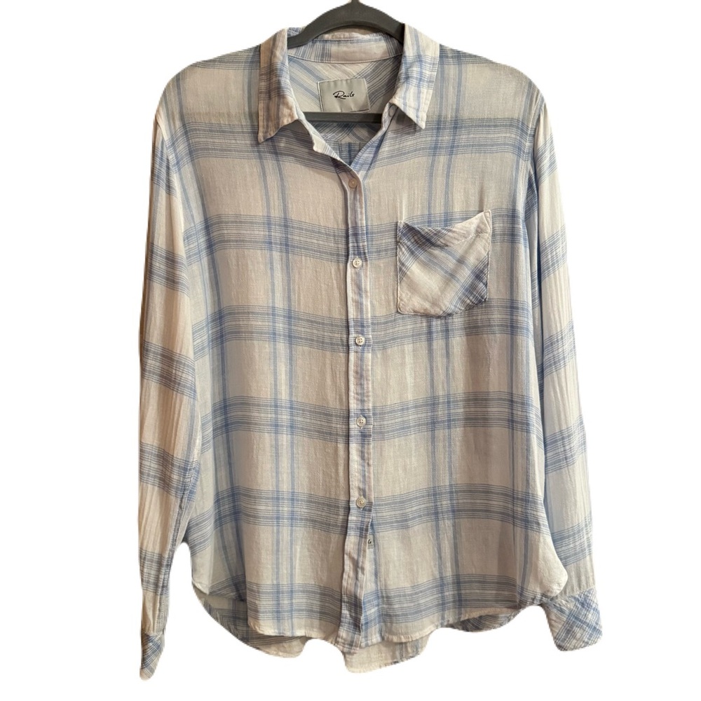 Rails Charli Shirt Plaid Pale Blue/ White Women's size  Medium
